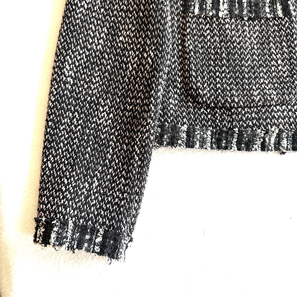 Rebecca Taylor Sz 4 Bird Embroidered Tweed Frayed Raw Hem Jacket Blazer Beaded - Picture 4 of 14